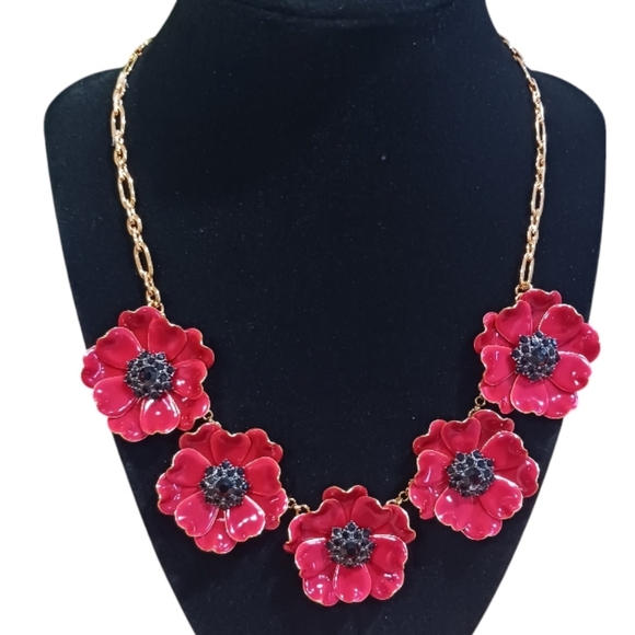 SOLD Kate Spade Precious Poppies Statement Necklace RARE - Picture 3 of 11